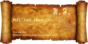 Mátai Henrik névjegykártya